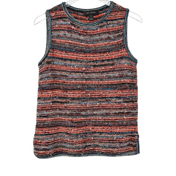 ST JOHN Sweater Womens Size S Wool Blend‎ Multicolor Sleeveless Knit Tank Top - Picture 1 of 12